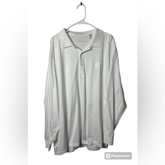 Fairway & Greene Men's Long Sleeve Polo Shirt Size XXL Solid White EUC!‎ - Picture 1 of 6